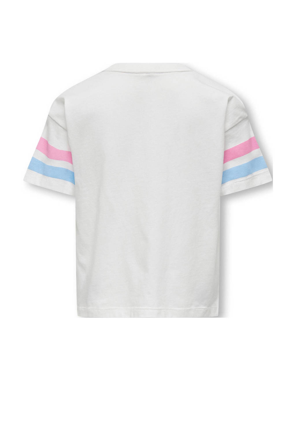 ONLY T-shirt KOGVERA LIFE met printopdruk wit/lichtblauw/roze