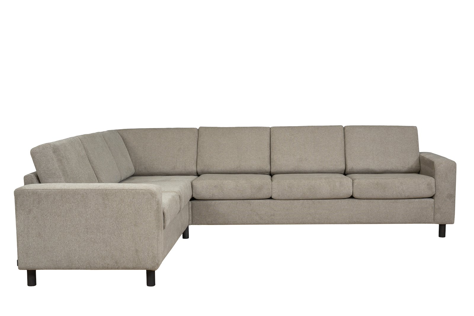 Square hjørnesofa Oppsett G, 2,5s-HJ-3,5s. Tekstil Enter 10 Liver, arm 4 og med Runde bein sort H12 cm. Vendbar