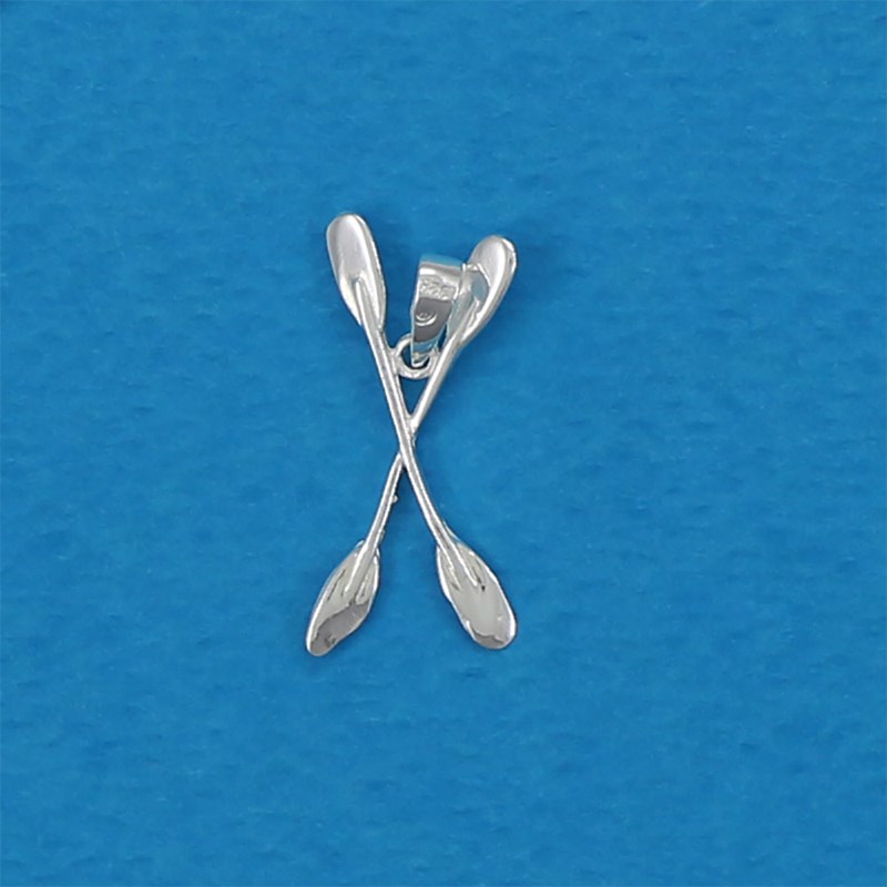 Pendentif paire de pagaie de canoé-kayak - Argent massif