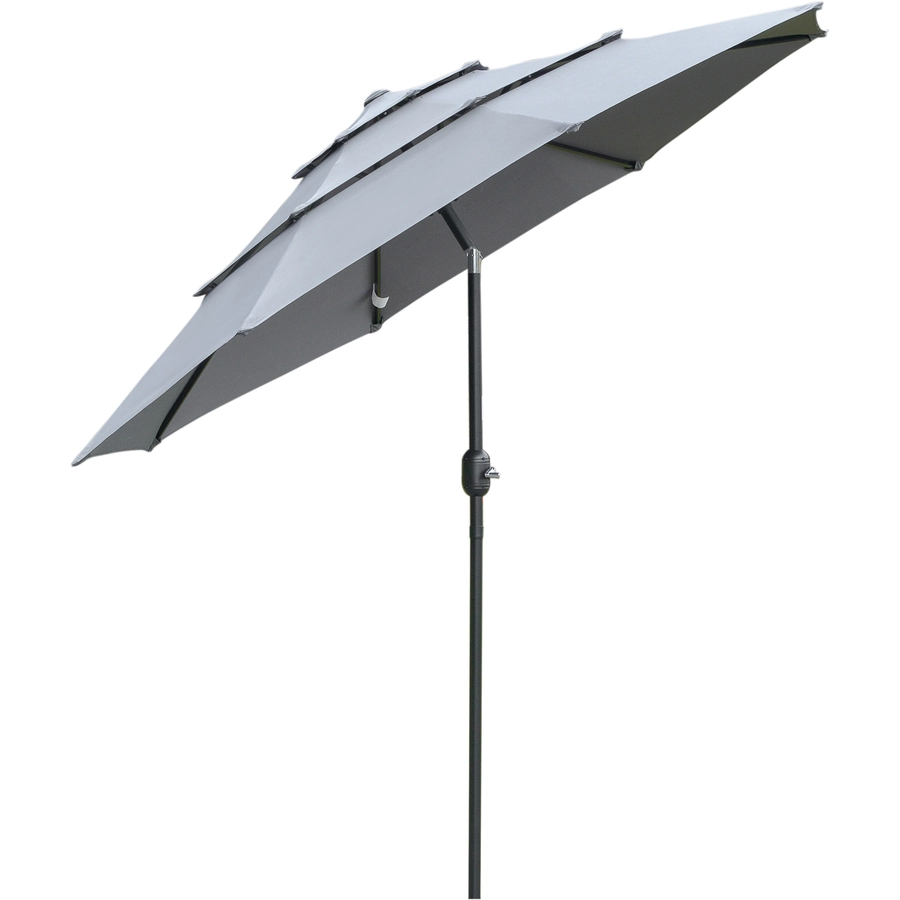 Outsunny Sonnenschirm mit 3-stufigem Dach grau