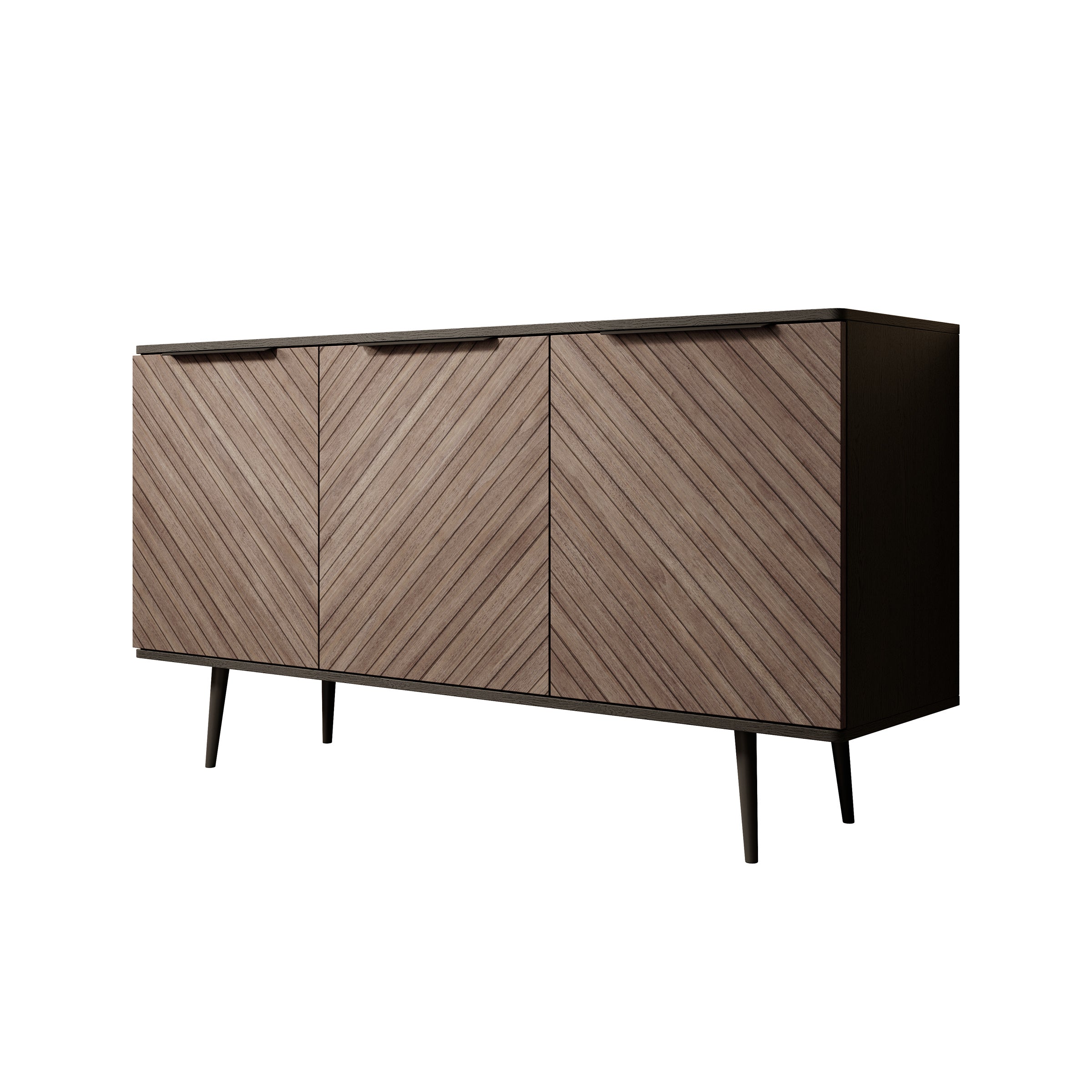 Meubella - Dressoir Pedro - Donker eiken - Zwart eiken - 150 cm