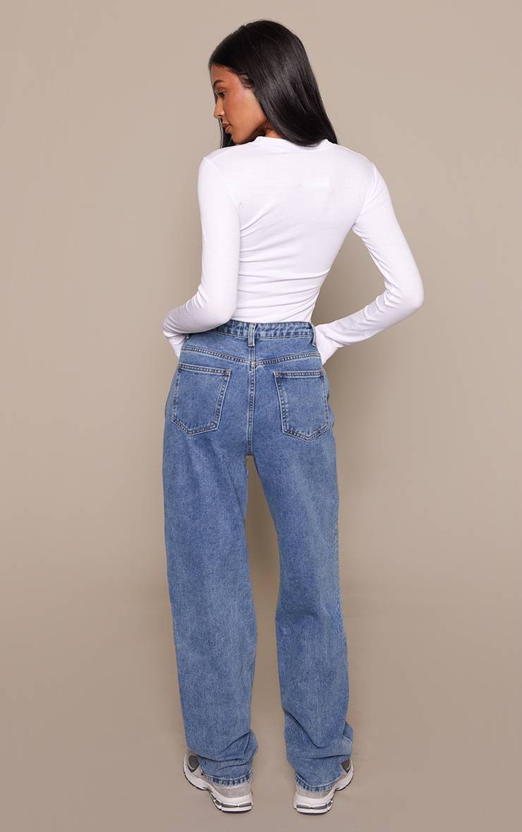 Mid Blue Wash Jean Boyfriend Taille Haute Tall