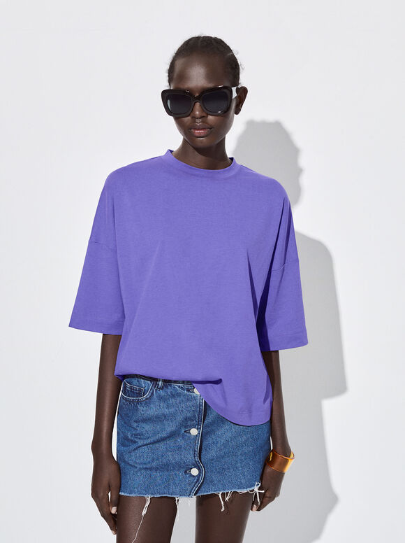 Camiseta de gola redonda - Violeta