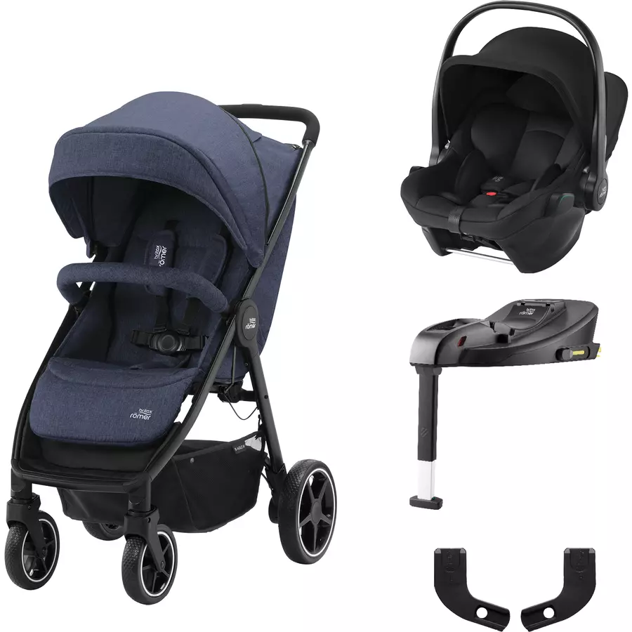 Britax Römer Buggy B-Agile M Navy Ink inklusive Babyschale Baby-Safe Core i-Size Space Black plus Basisstation Core und Adapter