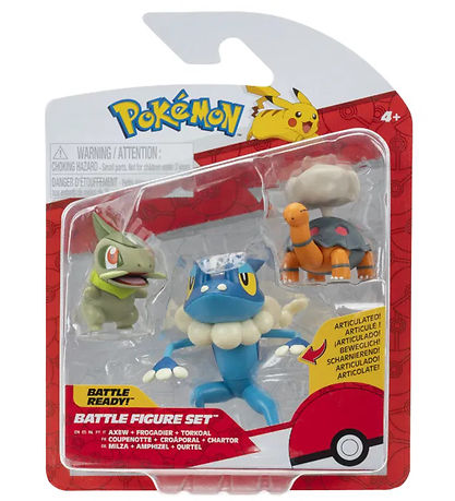 Pokémon Figuren - 3er-Pack - Battle Figure - Torkoal, Axew und F