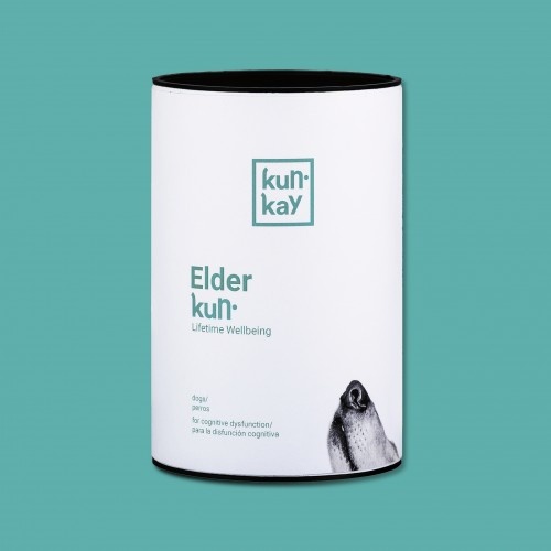 Suplemento Elderkun para a saúde cognitiva em cães.