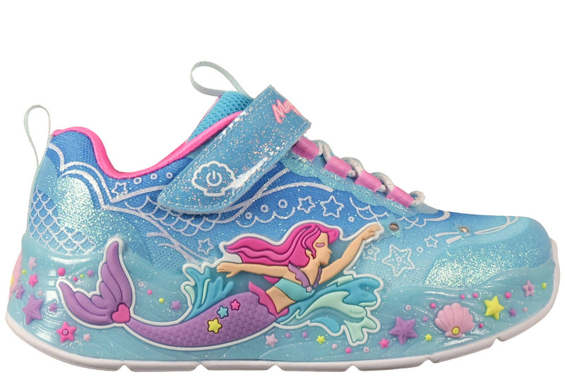 SKECHERS S LIGHTS MERMAID DREAMS BLUE GLITTER