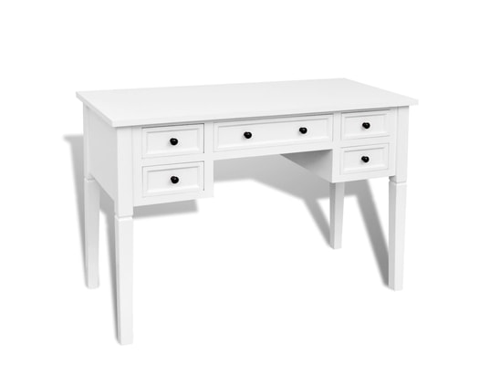 VIDAXL - Bureau blanc à 5 tiroirs