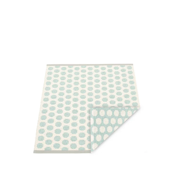 Pappelina - Noa Wendeteppich, 70 x 50 cm, pale turquoise / vanilla / warm grey edge
