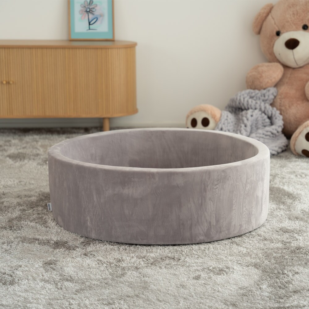 HOME DELUXE Bällebad Samt TWIRL 100x100 cm Grau