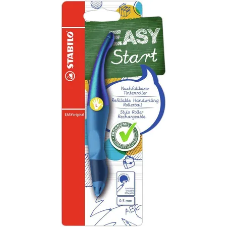 Ergonomischer Tintenroller für Linkshänder - STABILO EASYoriginal Holograph Edition in blau -Einzelstift - Schreibfarbe blau (löschbar) - inklusive Patrone