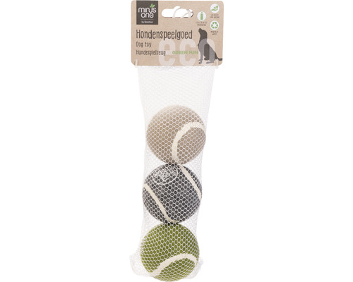 Hondenspeelgoed beeztees Minus one tennis ball 3 st. grijs groen beige 6 cm