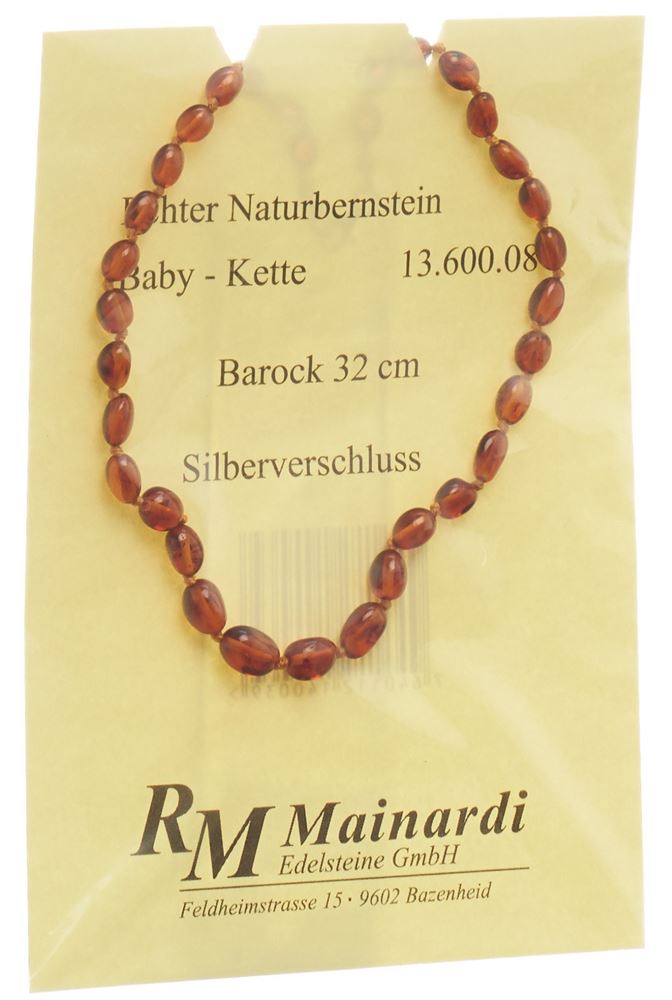 Mainardi Natur Bernstein 32cm Barock Silberverschluss 1 Stk