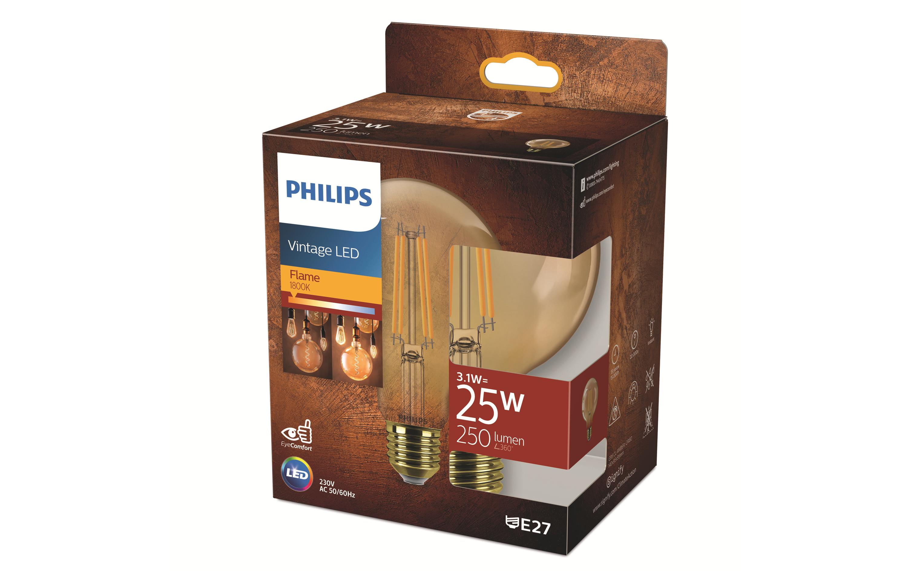 LED Classic E27 Dekolampe Globe, 25W ErsatzFilament-Leuchtmittel aus Glas