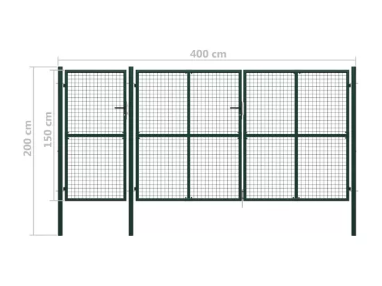Portail de jardin Acier 400 x 150 cm Vert