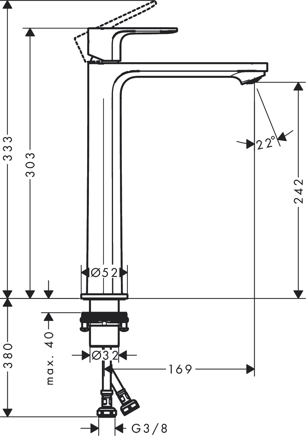 Hansgrohe Rebris S wastafelkraan 240 CoolStart chroom