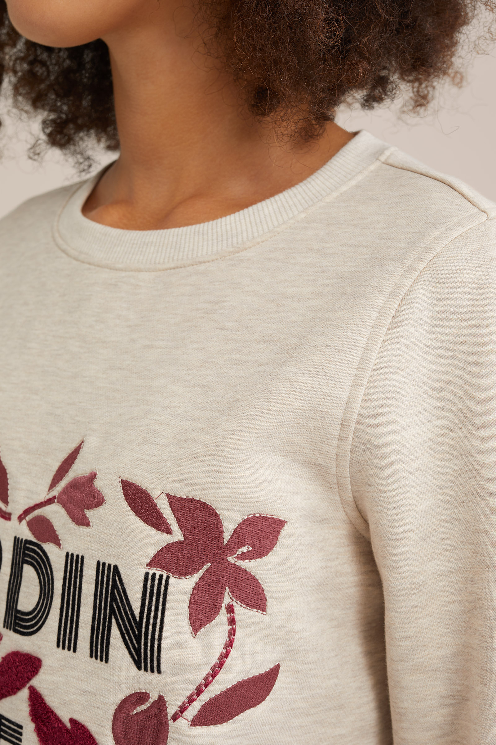 sweater met embroidery WE Fashion Beige
