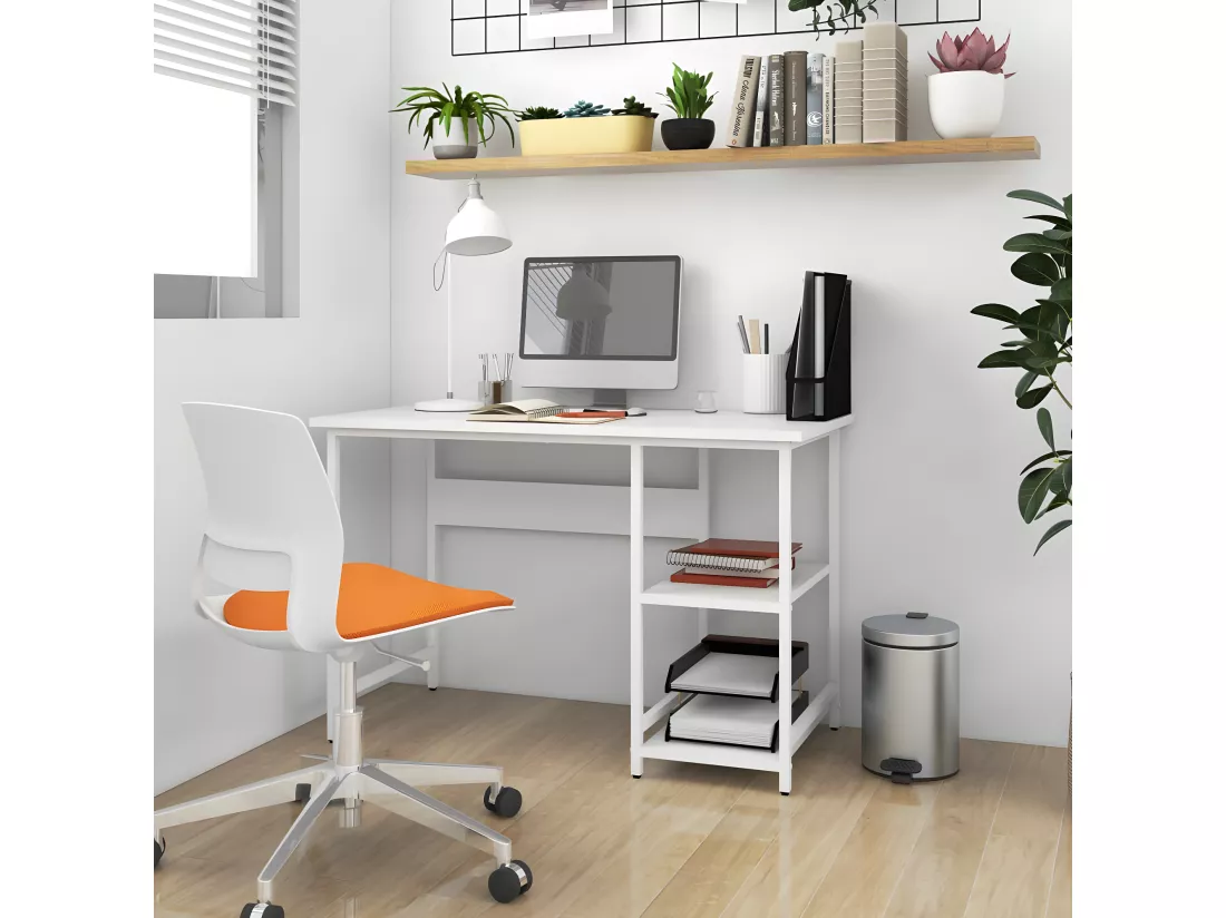 Bureau d'ordinateur Blanc 105x55x72 cm MDF et métal