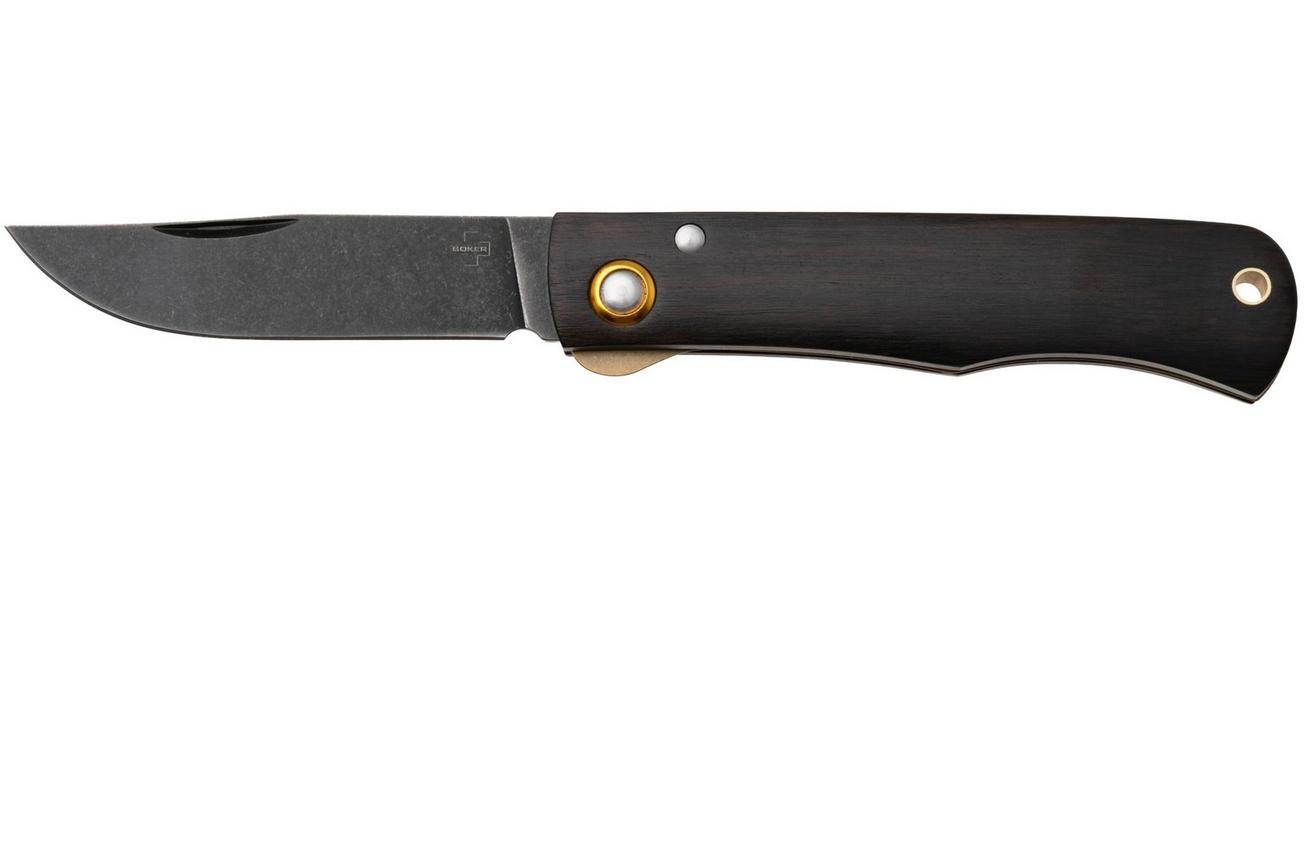 Böker Plus Rusticus Medium All Black 01BP0042, Blackwashed 420 Stainless Steel, Ebony Wood zakmes