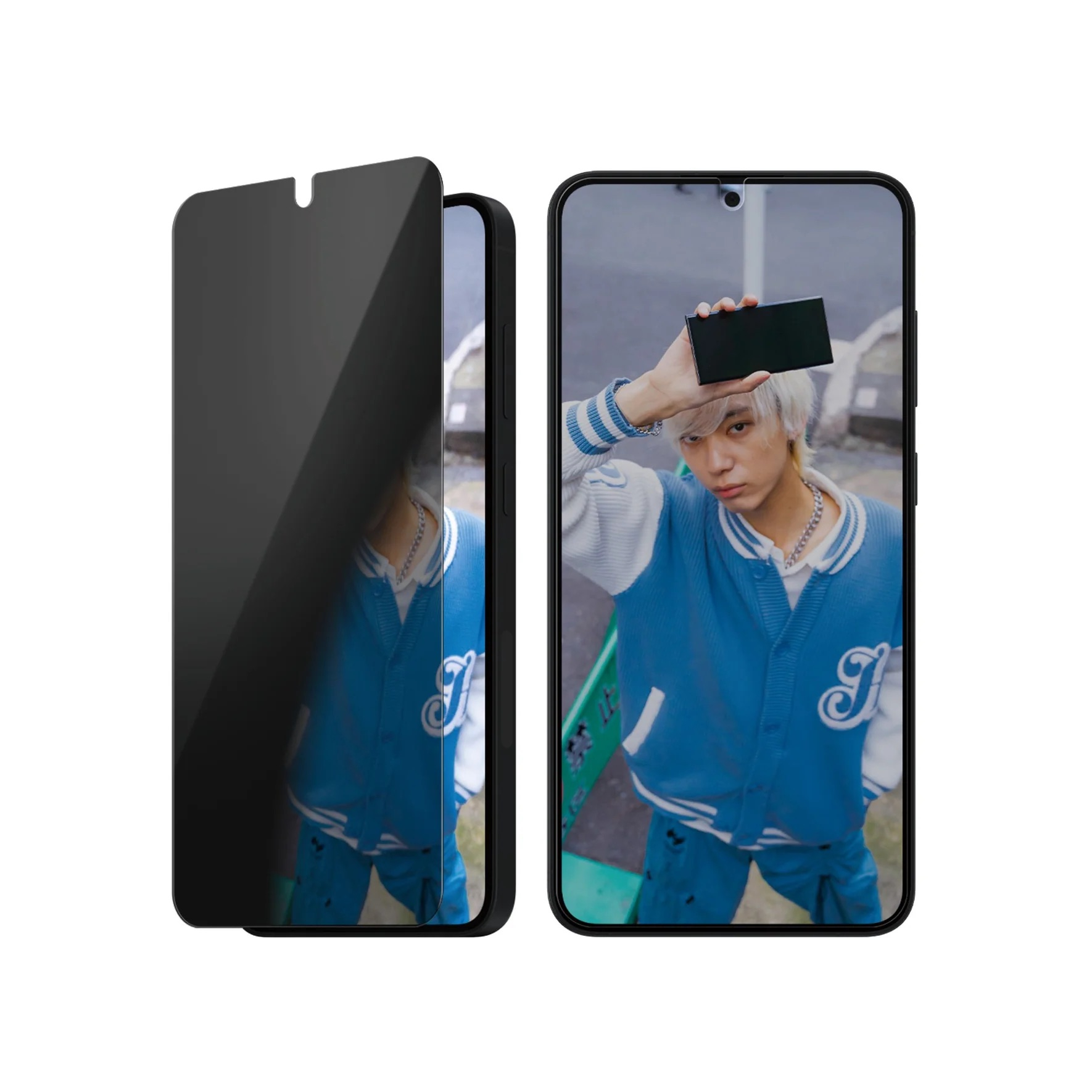 Samsung Galaxy S25  Plus Antibakterielle Ultra Wide Fit Privacy Panzer Glas Displayschutz mit Montagerahmen Recycled (PGRPUWFG37942)