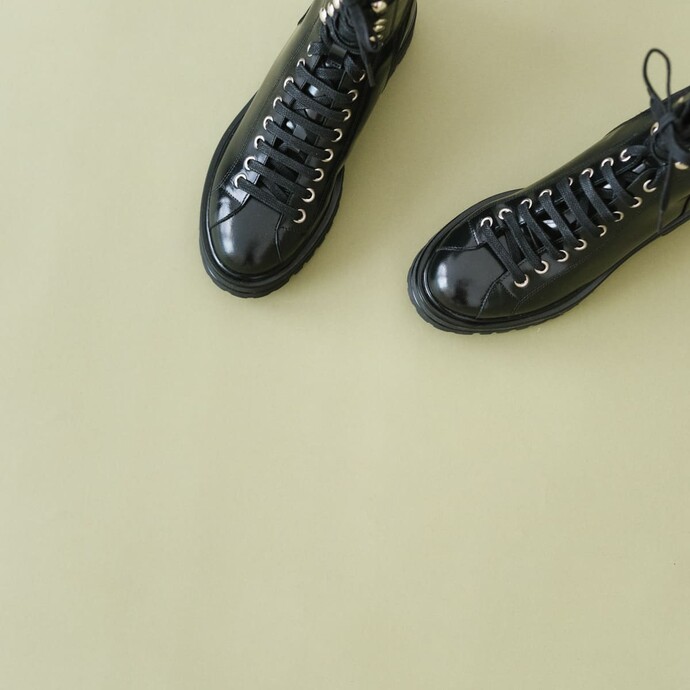 Bottines à lacets  en cuir noir