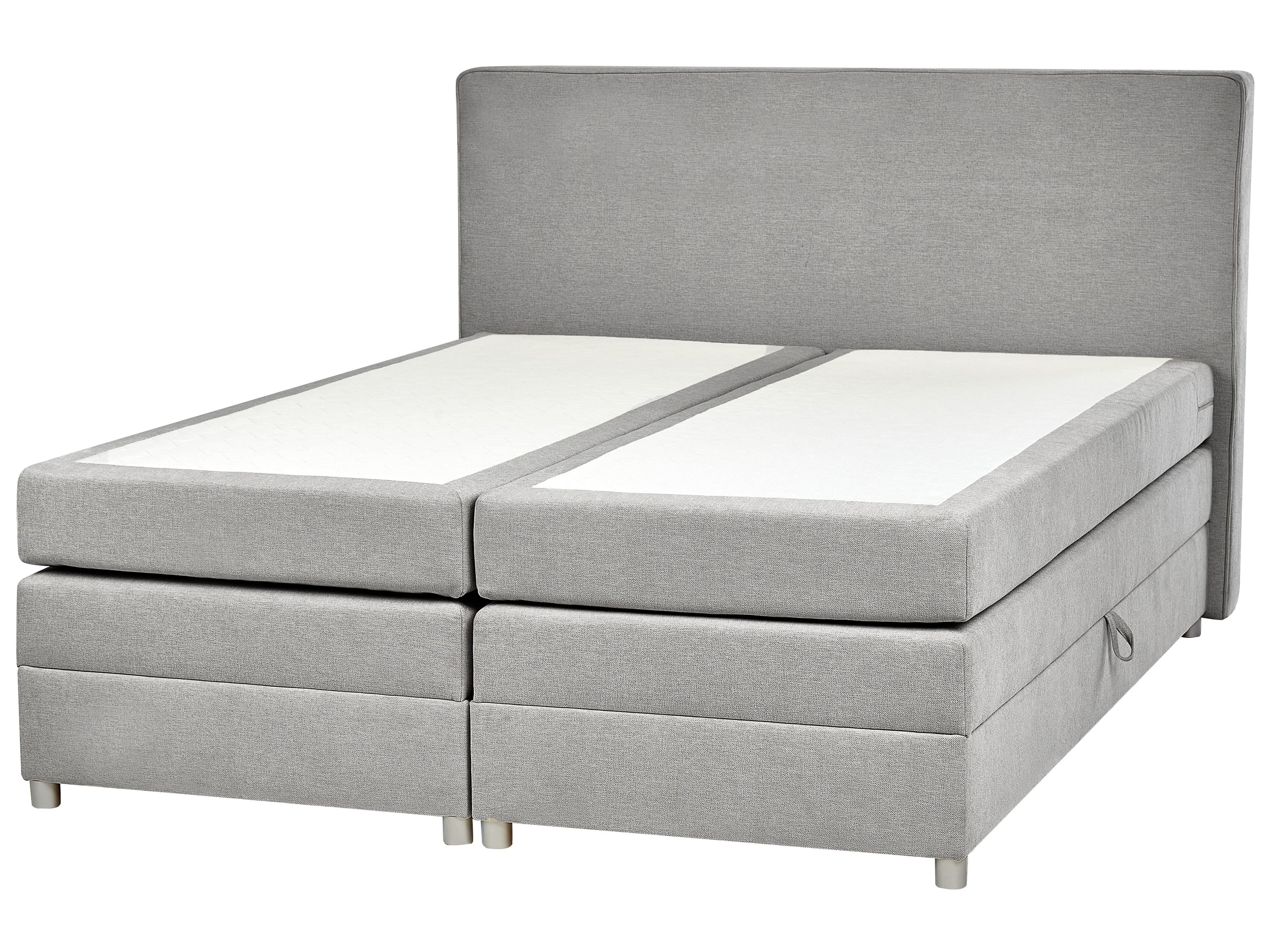 Boxspring met opbergruimte Stof MINISTER 180 x 200 cm Lichtgrijs