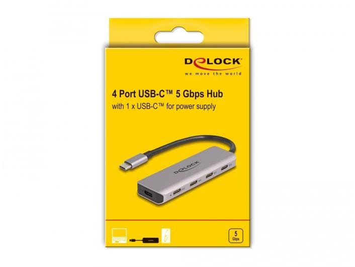 Delock USB-Hub 4x USB C 5Gbps USB Hub mit vier USB 3.0 Anschlüüssen