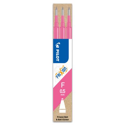 Pilot Frixion Ball - 3 Recharges pour rollers effaçables - 0,5 mm - rose