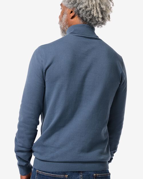 pull col roulé homme en maille bleu