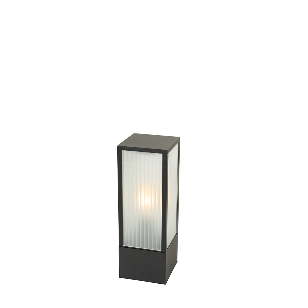 Staande buitenlamp, zwart met geribbeld glas, 40 cm, IP44 - Charlois