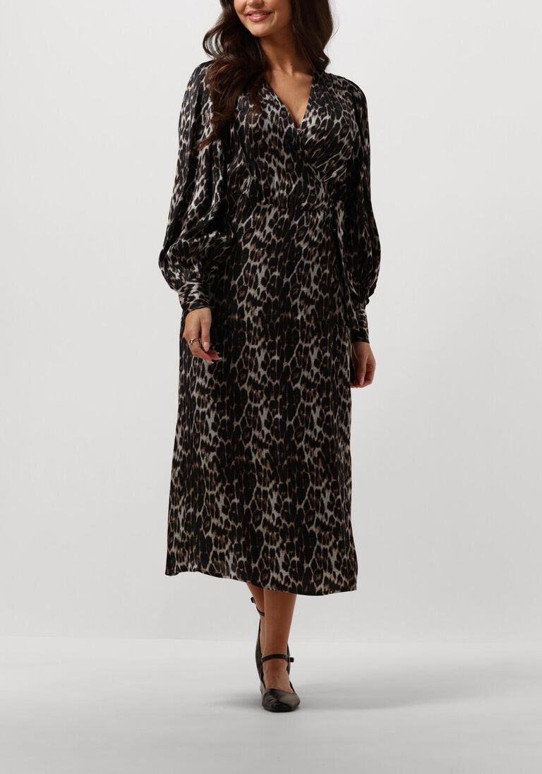 bruine co'couture midi jurk leo leo wrap dress