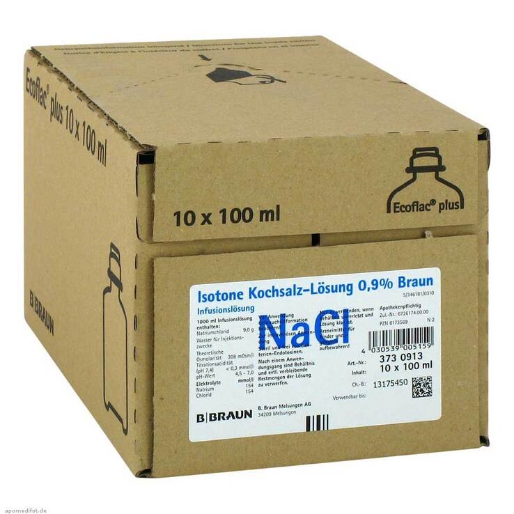 Kochsalzlösung 0,9% Miniflac, 10X100 ml