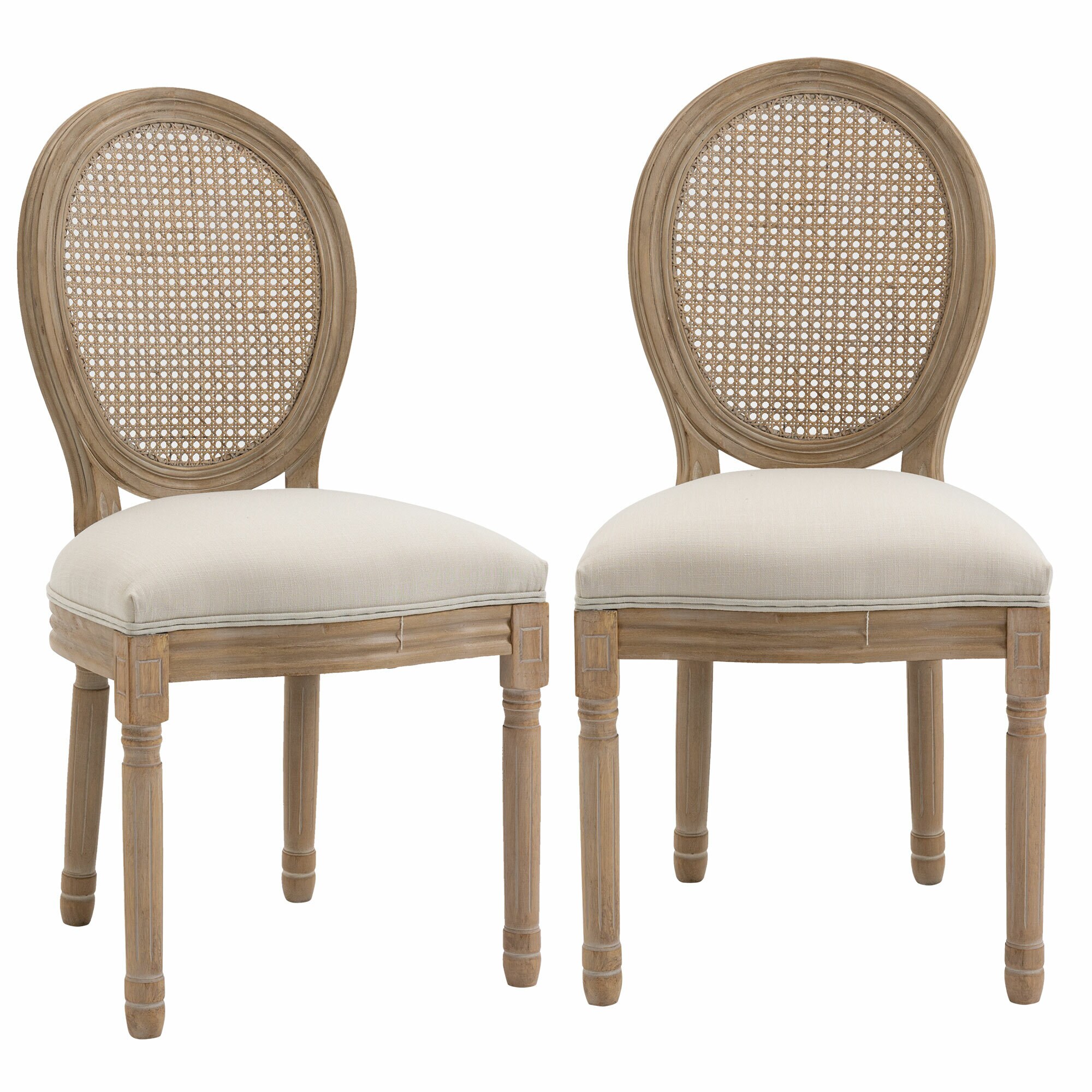 HOMCOM Esszimmerstuhl 2er-Set beige 49B x 56T x 96H cm