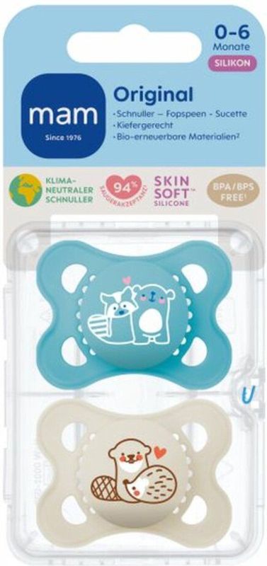 MAM Fopspeen Original Pure Siliconen - 0-6 maanden - Boy | 100% duurzame fopspeen MAM
