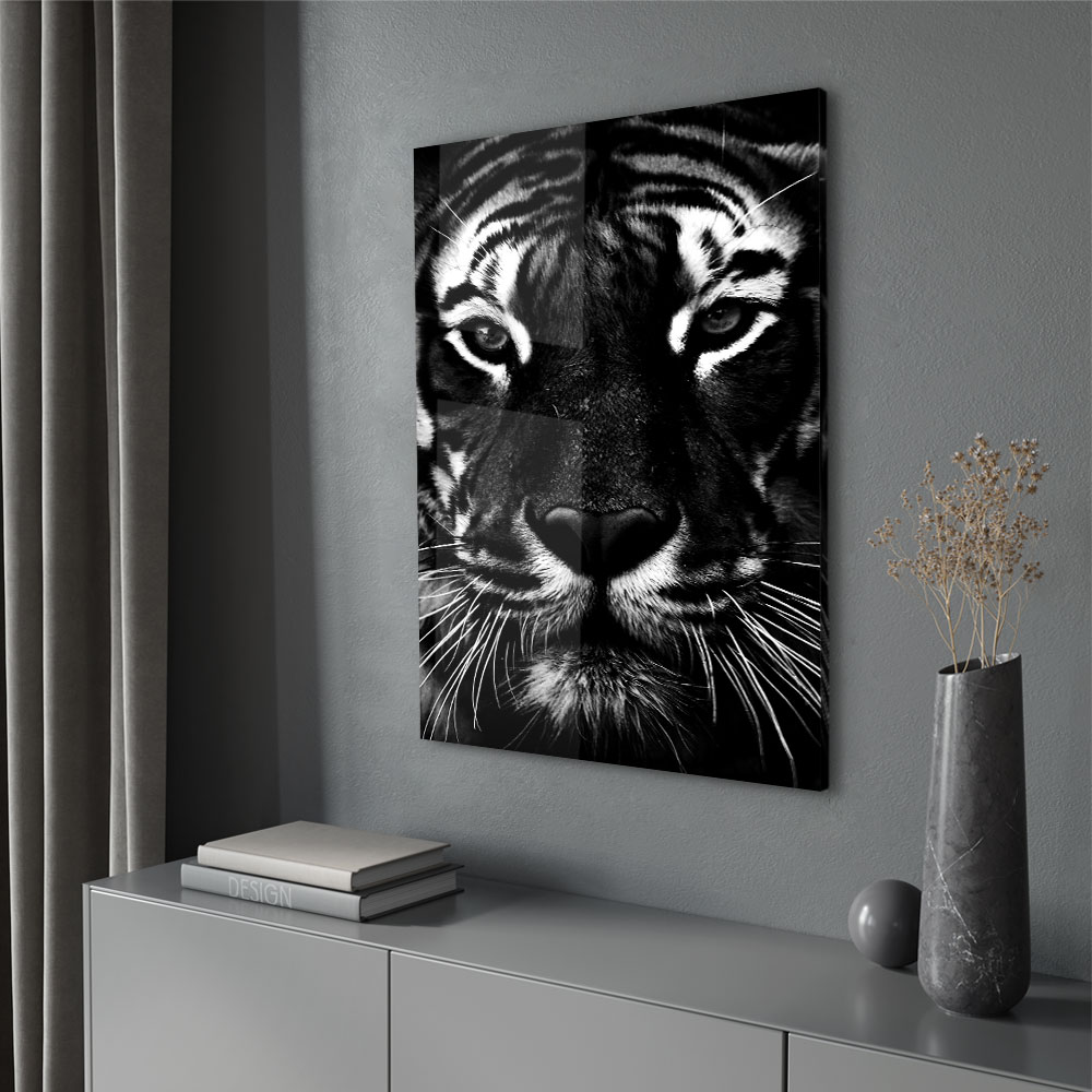 Walljar acrylglas schilderij - Facing Tiger Acrylglas schilderij - 50 x 70 cm