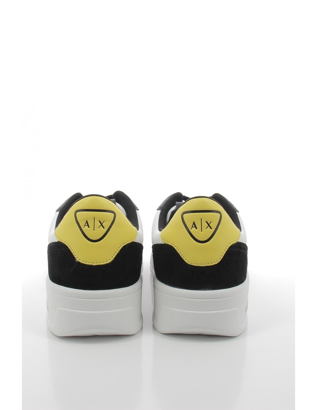 armani exchange Sneakers Homme en Cuir Blanc/Jaune/Noir