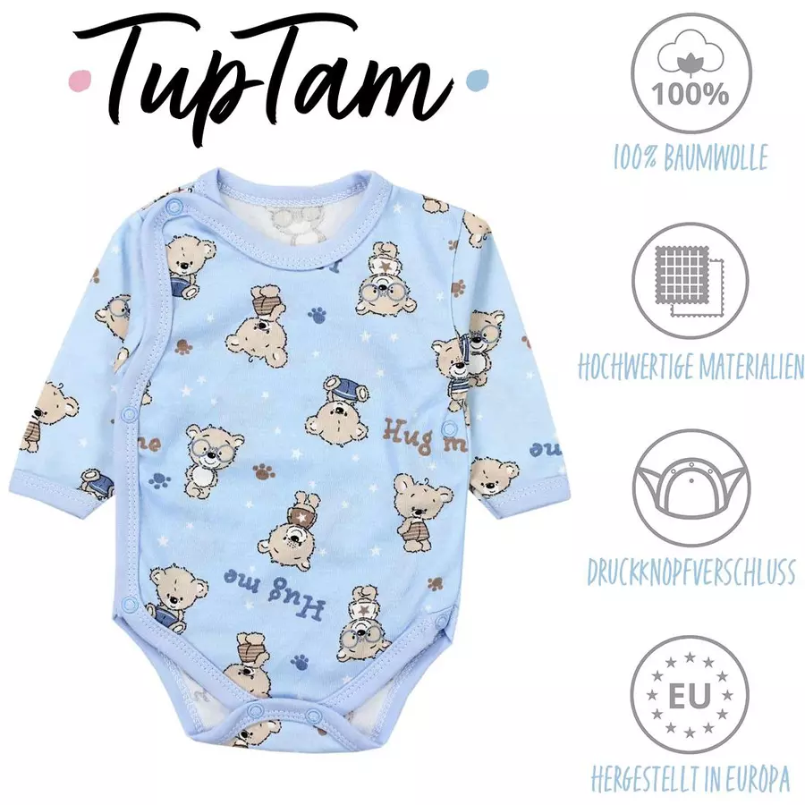 TupTam Baby Langarm Wickelbody im 5er Set mintweiß