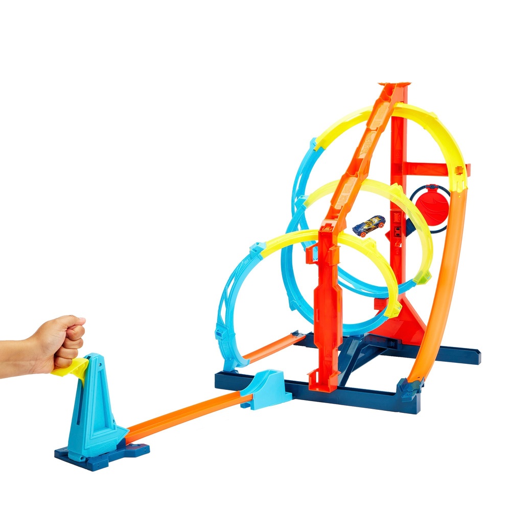 Hot Wheels Track Builder Unlimited Corkscrew Twist Kit und Fahrzeug