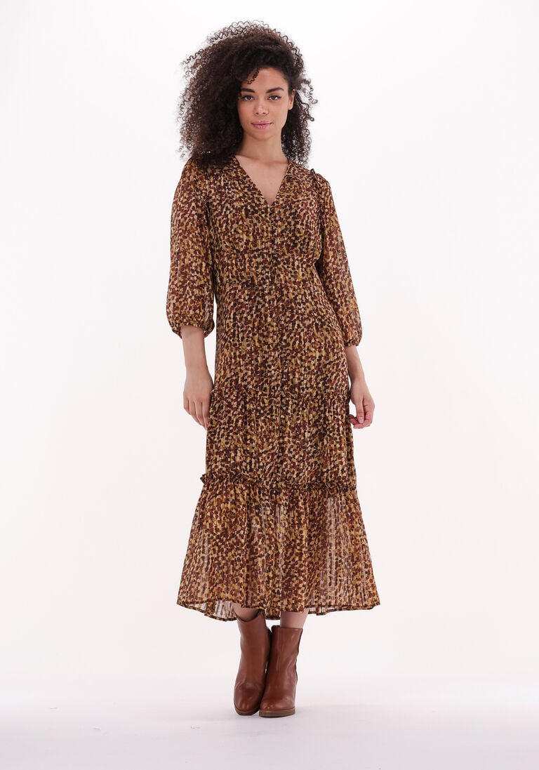 SECOND FEMALE bruine second female maxi jurk nutmeg dress