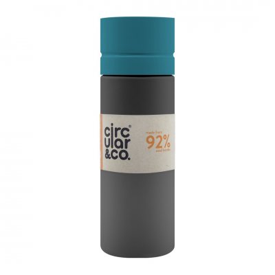 Circular Water Bottle 600Ml Grey & Teal