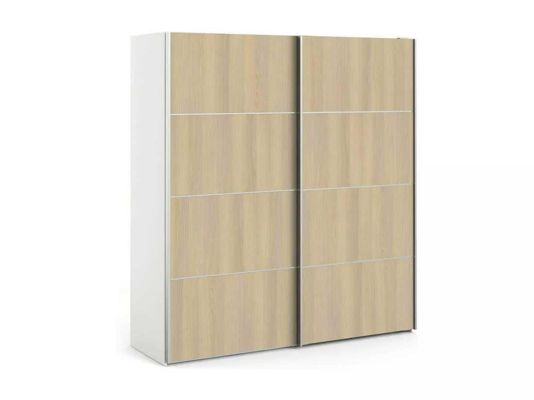 Garde-robe 2 portes Accadia, Meubles de chambre, Penderie de plain-pied, Placard à vêtements, 182x64 h202 cm, Chêne et Blanc