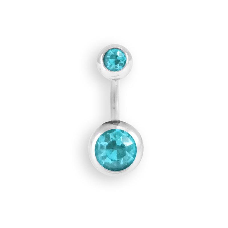Piercing en acier argenté avec oxyde de zirconium bleu turquoise