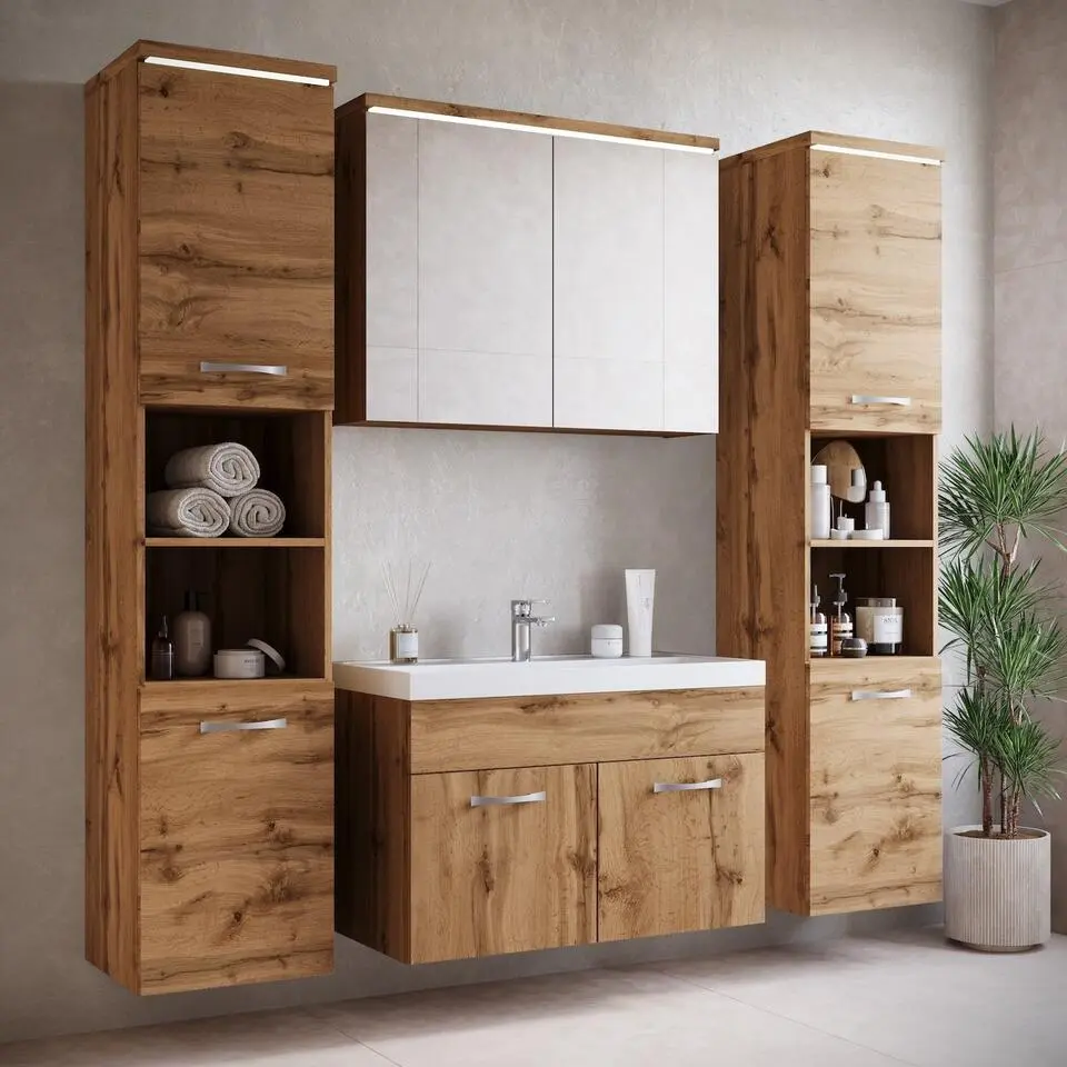 Badplaats Badkamermeubel Set Paso XL 80 x 40 cm - Eiken - Badmeubel met