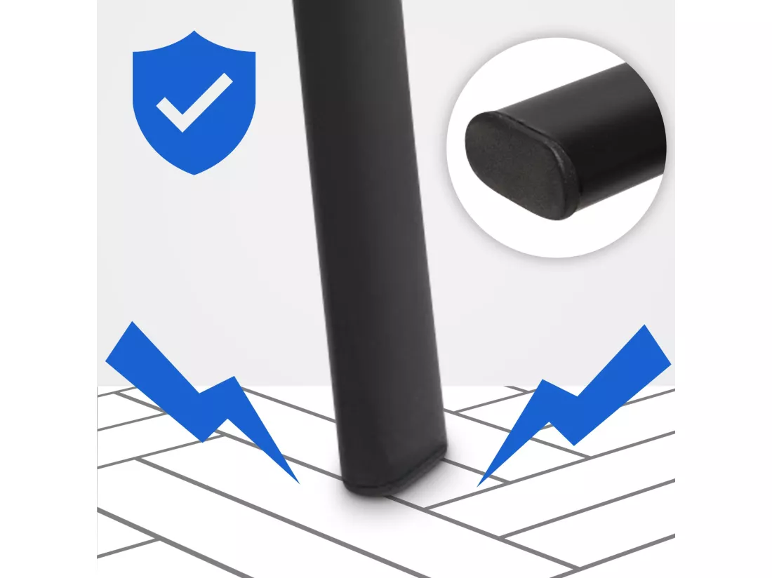 Chaise de conférence - Tissu & Métal noir mat - Bleu - Ken