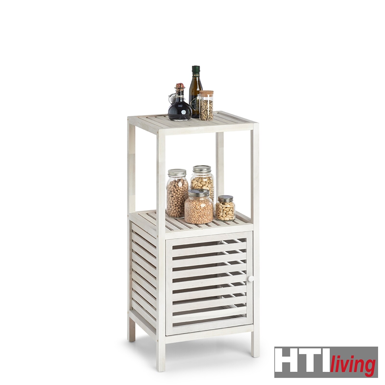 HTI-Living Badschrank mit Ablage, Walnussholz Natur, Weiß