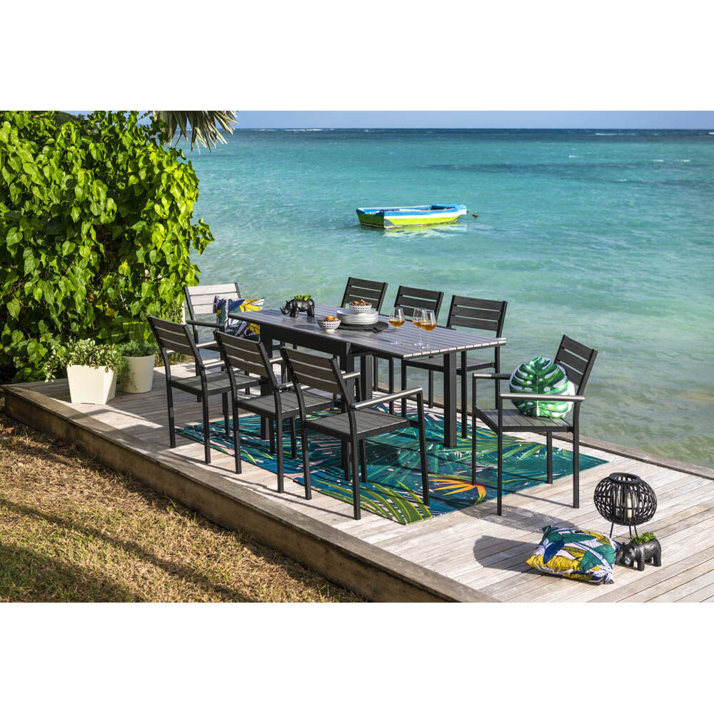Table de jardin extensible Finland noir gris 4/8 personnes