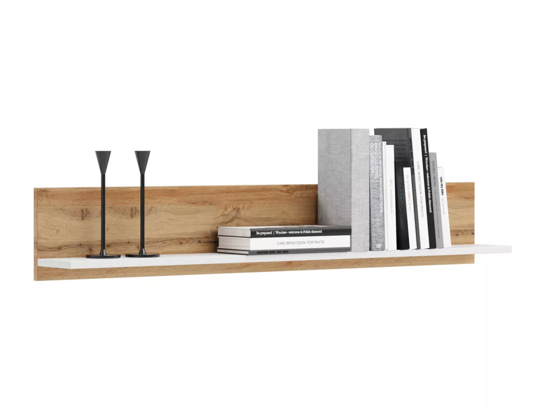 Etagère au style industriel SELM 100 cm - Chêne foncé - Blanc