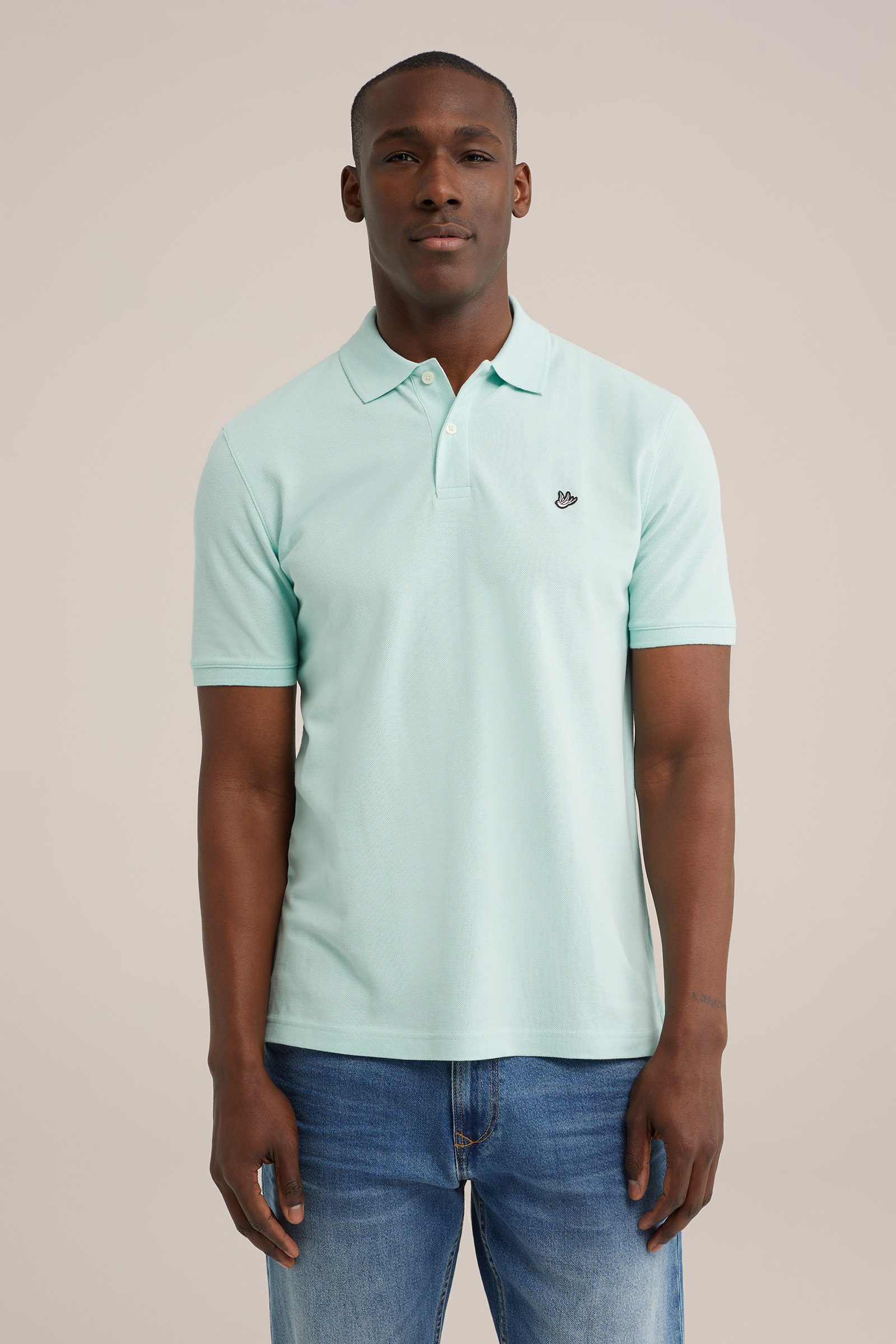 polo met structuur Fundamentals Groenblauw
