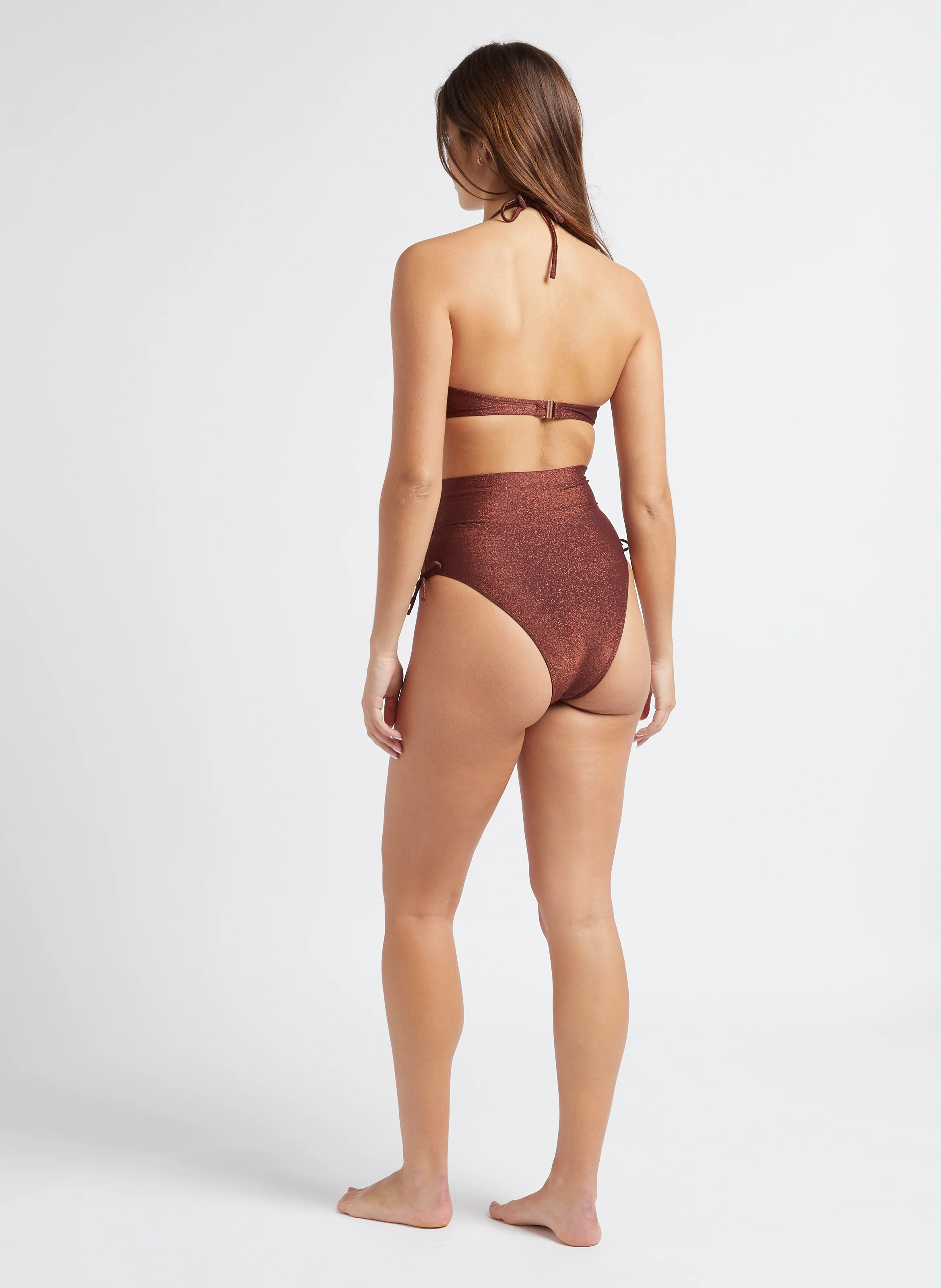 ADAMAN - Haut de maillot de bain pailleté | Marron