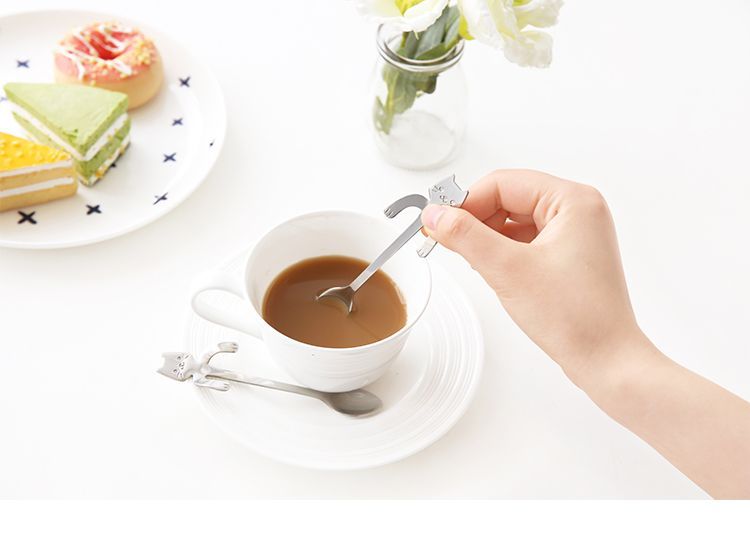 Schattige essentials - Koffielepel van roestvrij staal in de vorm van een kat